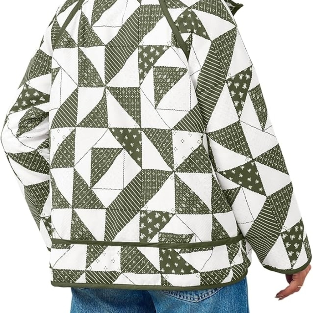 Quilted Puffer Jacket Patchwork Lightweight Padde… - image 2